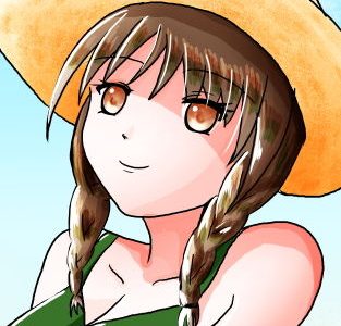 【イラスト】夏の海のひと時【カフェブラウン】