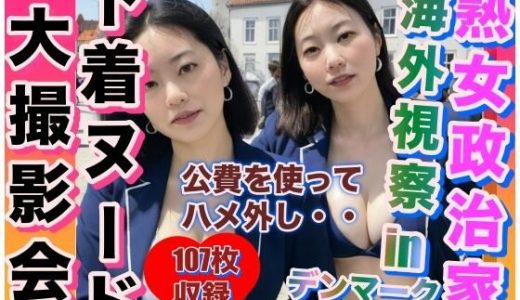 熟女政治家 海外視察in デンマーク 下着ビキニ大撮影会